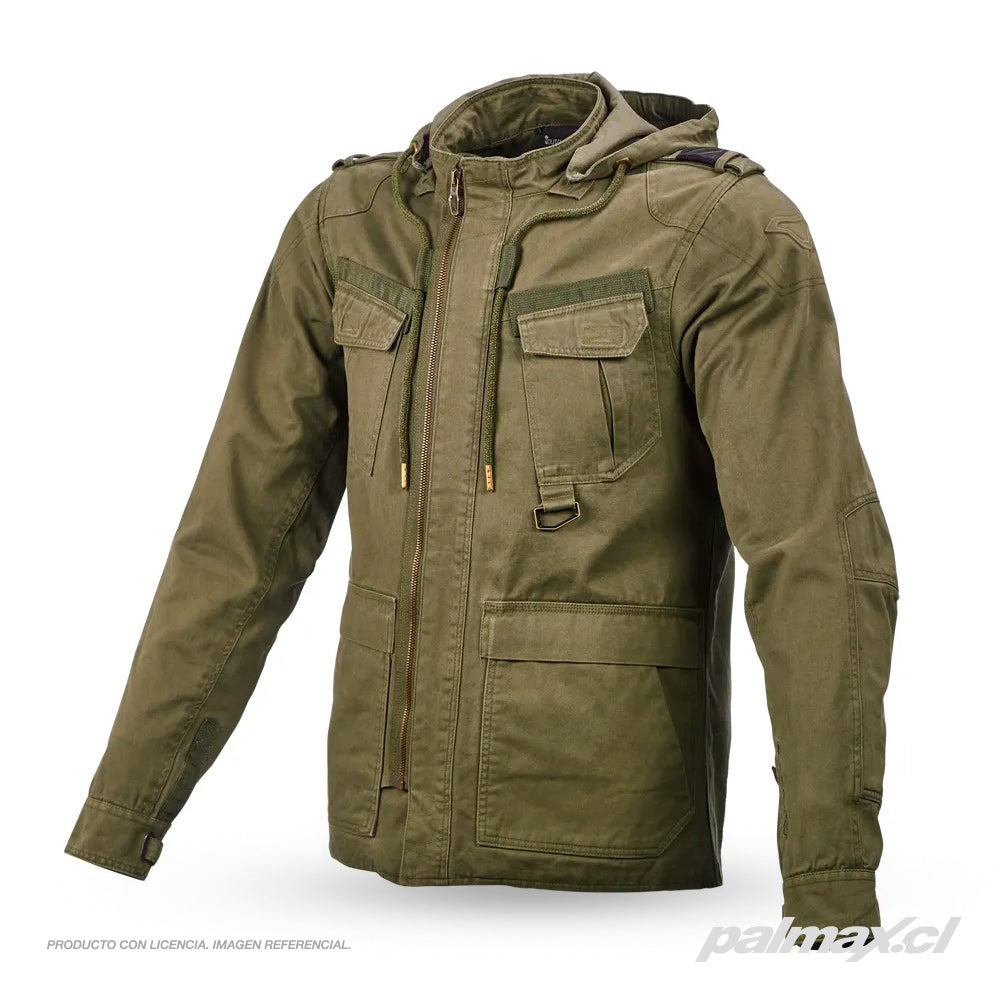 Chaqueta con capucha en aramida Combat color verde oliva | Macna