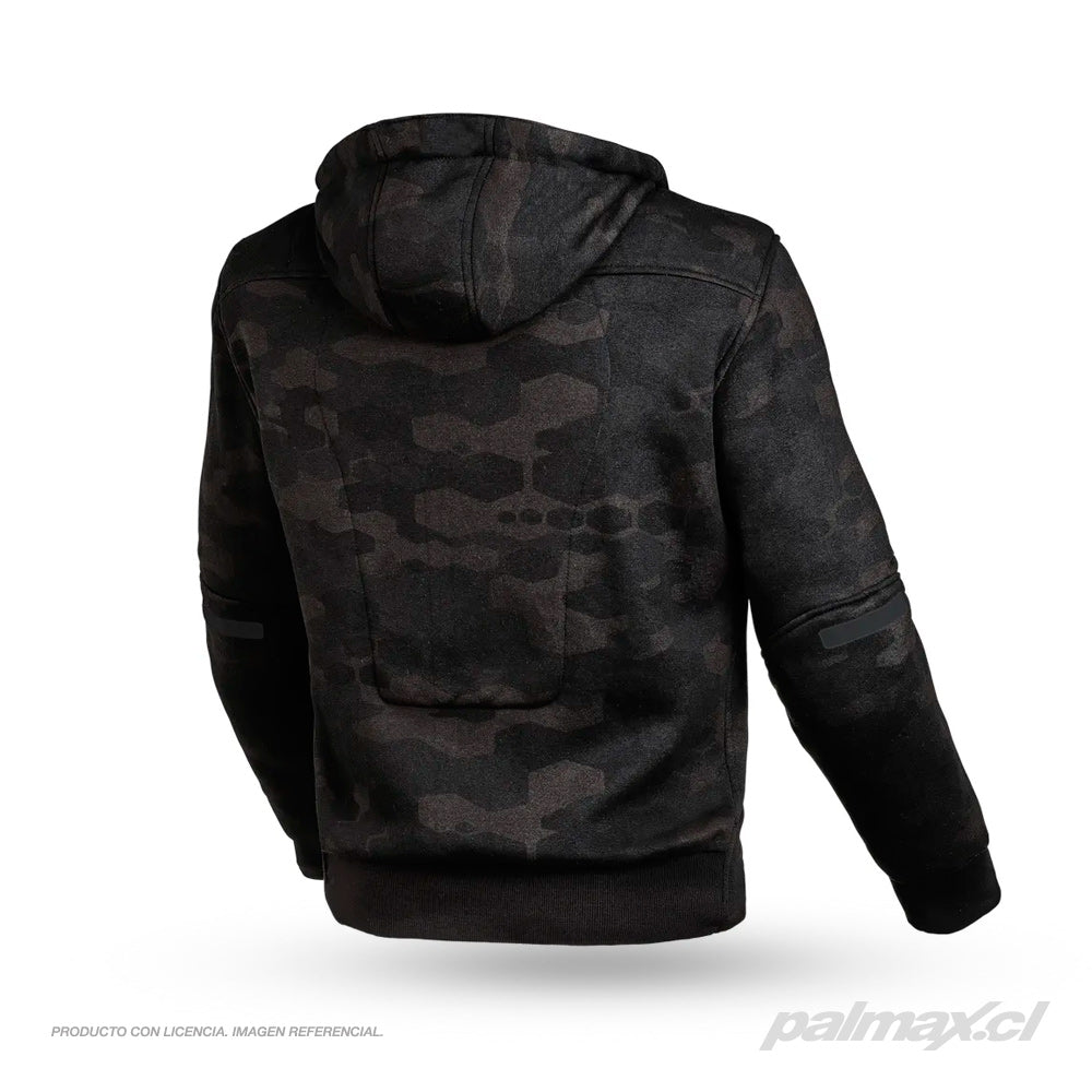 Poleron con cierre y protecciones District camo gris | Macna