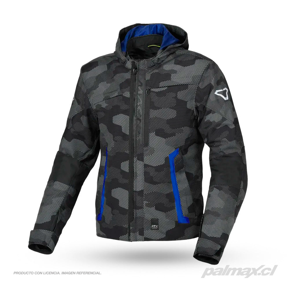 Chaqueta casual impermeable modelo Riggor. Color camo/azul | Macna