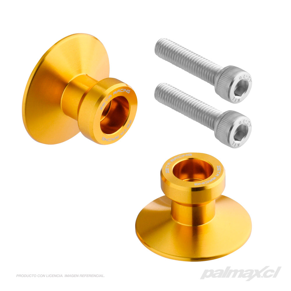 Set de Spools de soporte para caballete EZ Swingarm M8 (dorado) | Zeta Racing