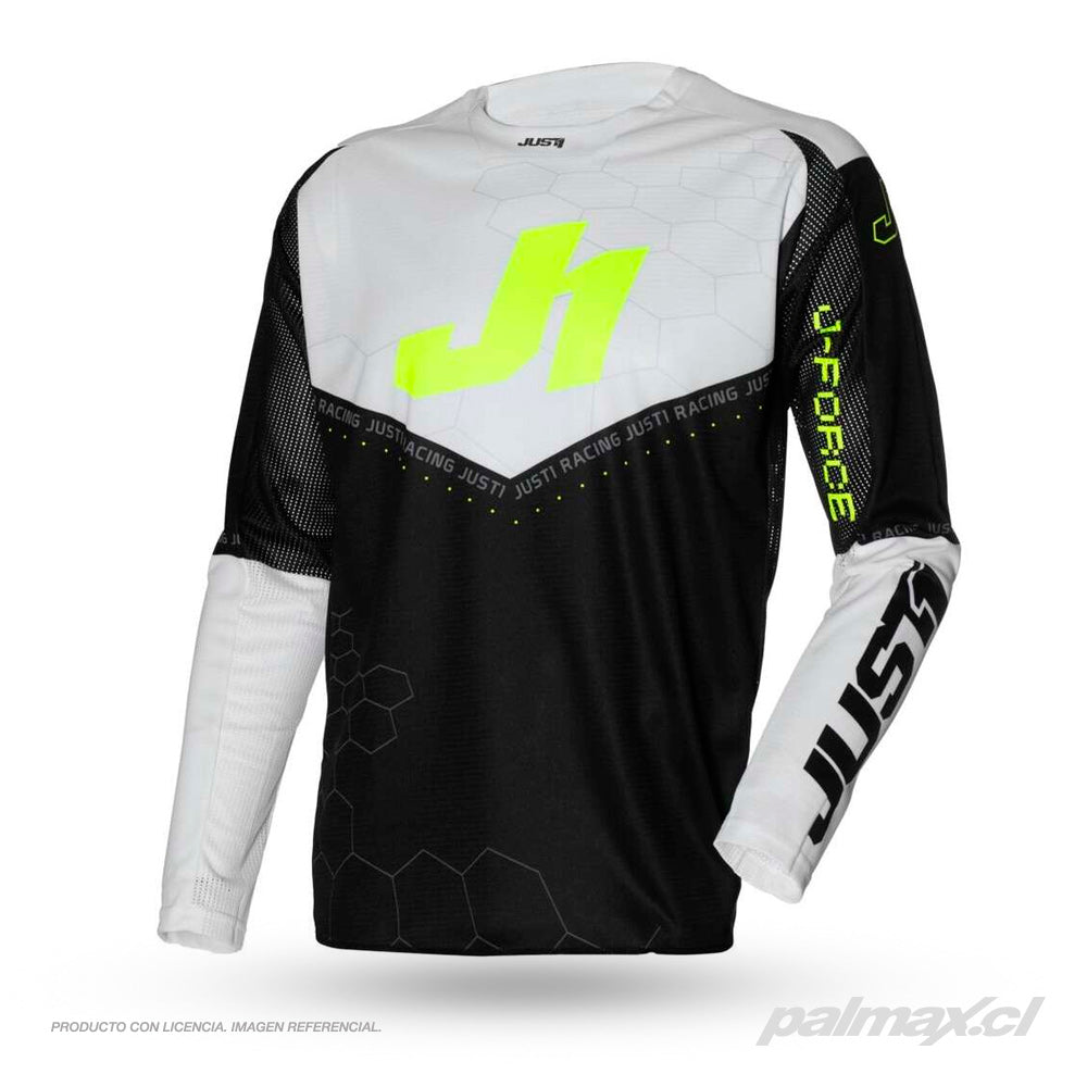Jersey Motocross / Enduro modelo J-Force Hexa Black White Fluo | Just 1 Racing