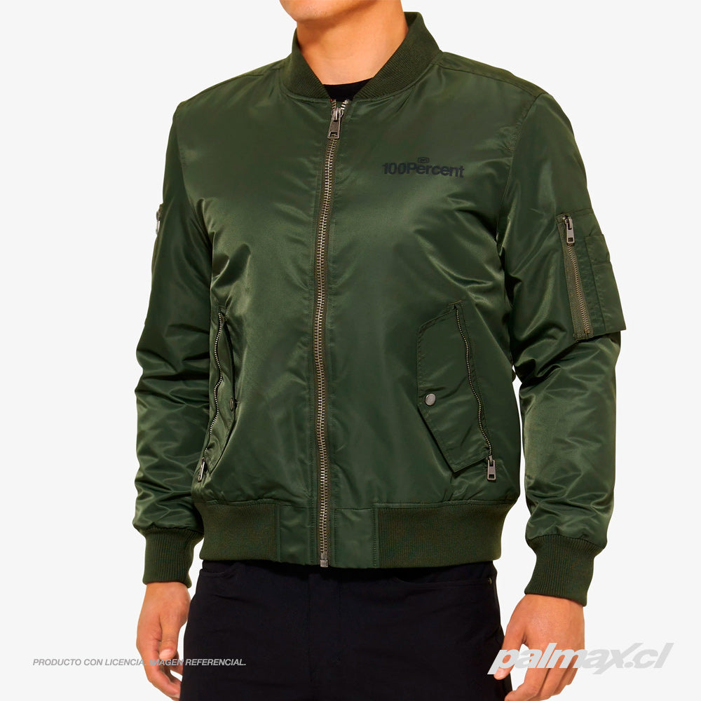 Chaqueta Bomber Zip verde oliva | 100 Percent