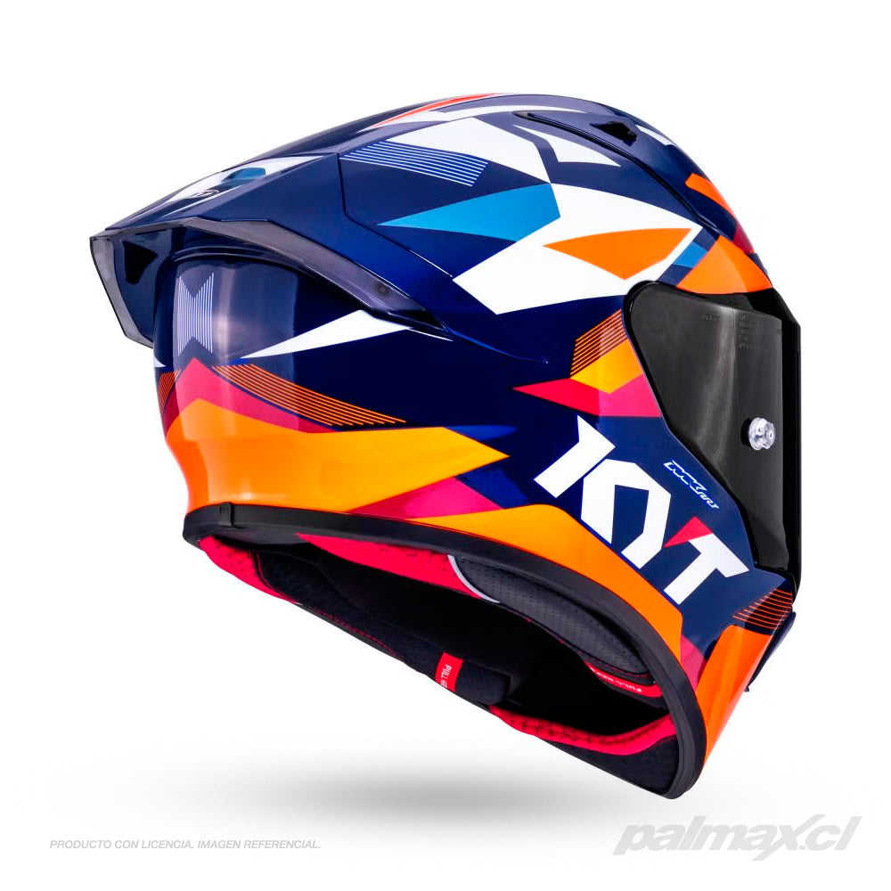 Casco integral de fibra para carrera R1R Diamond Blue Orange | KYT Helmets