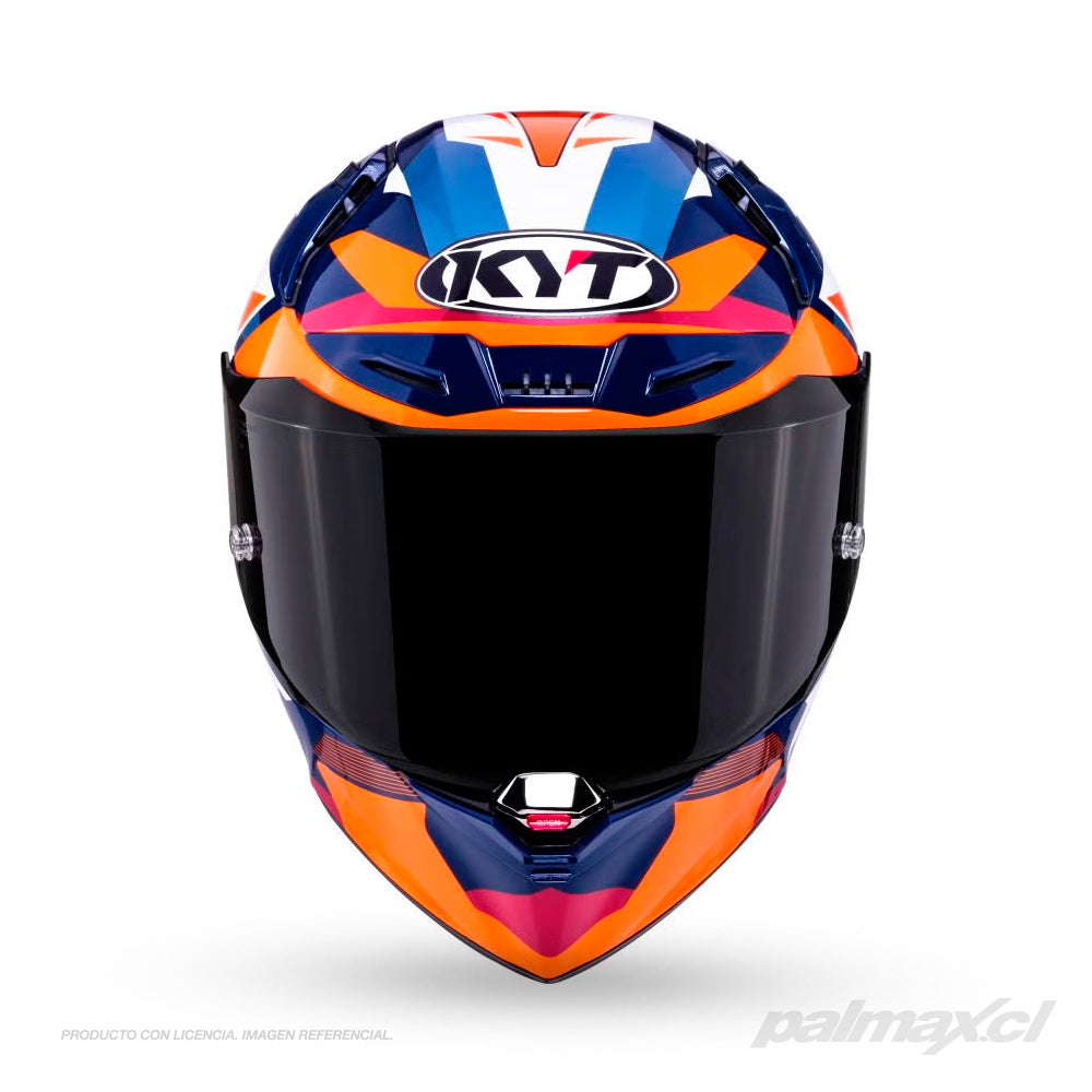Casco integral de fibra para carrera R1R Diamond Blue Orange | KYT Helmets