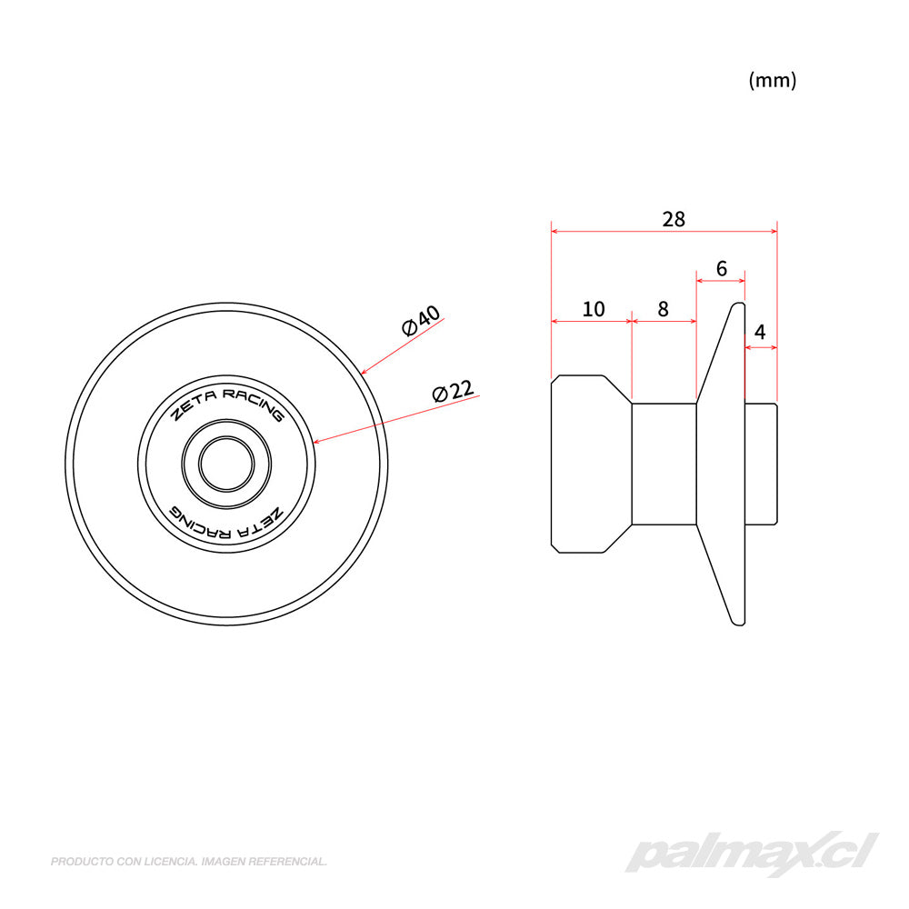 Set de Spools de soporte para caballete EZ Swingarm M8 (dorado) | Zeta Racing