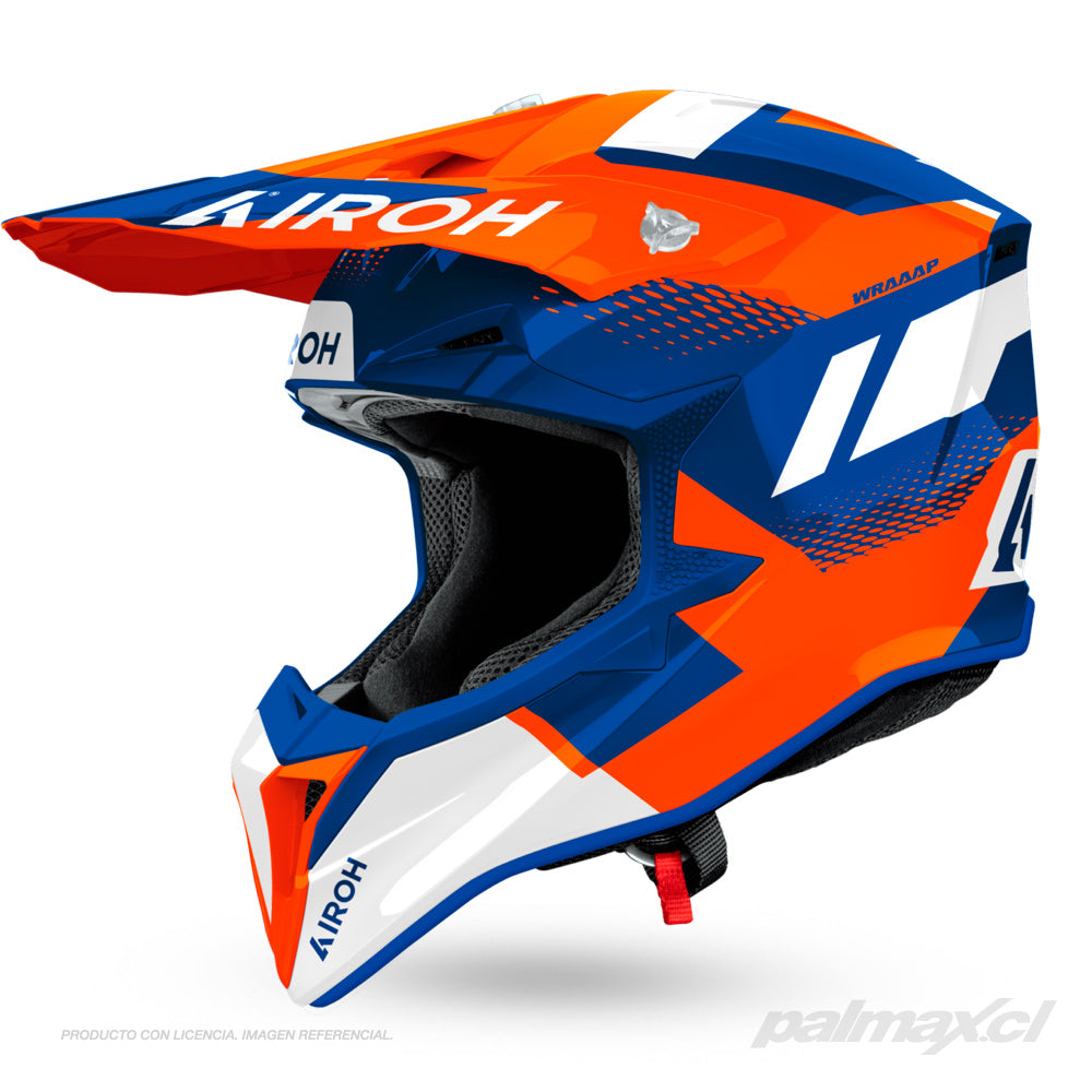 Casco para enduro / motocross modelo WRAAAP Vision Orange Blue Gloss  | AIROH