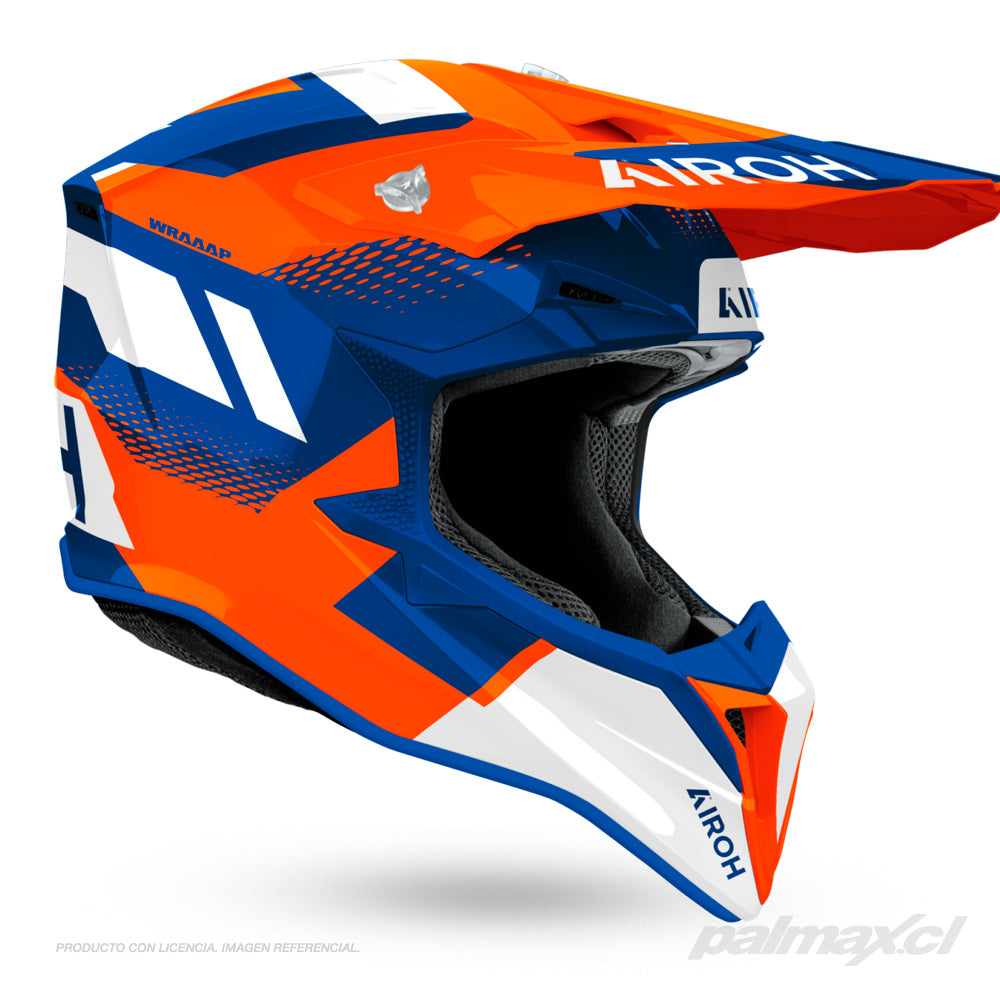 Casco para enduro / motocross modelo WRAAAP Vision Orange Blue Gloss  | AIROH