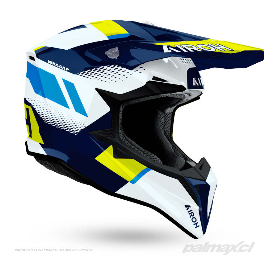 Casco para enduro / motocross modelo WRAAAP Vision Yellow Blue Gloss  | AIROH