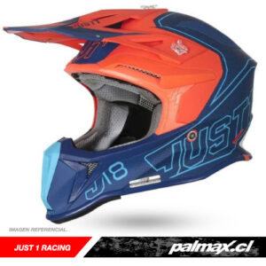 Casco motocross / enduro J18 Vertigo Blue Fluo Orange Matt | Just 1 racing